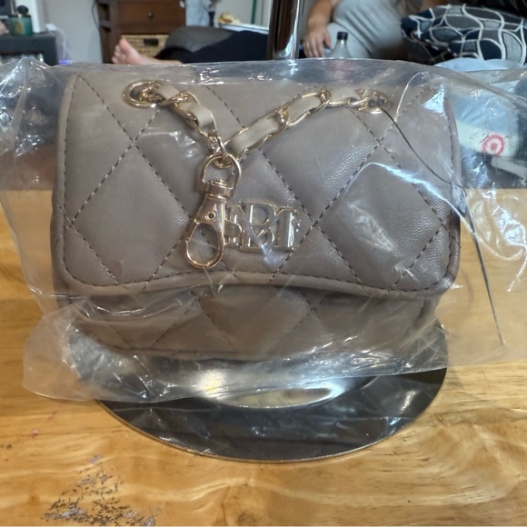 Badgley Mischka Handbags - Badgley Mischka Taupe Quilted Mini Bag NWT